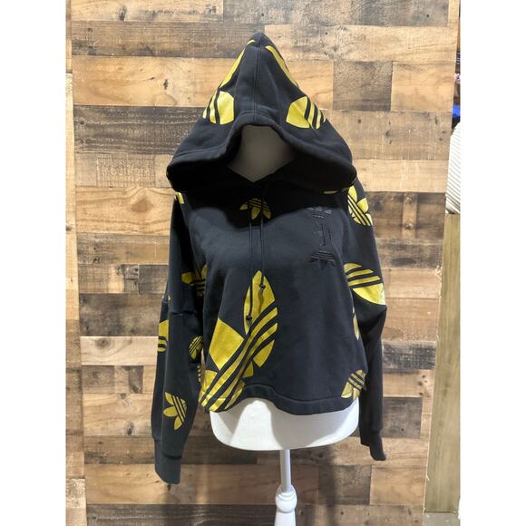Adidas Women’s Small Crop Hoodie – Large Gold Logo - Picture 8 of 10